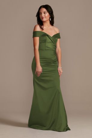 Galina Signature Satin Off-the-Shoulder Mermaid Dress